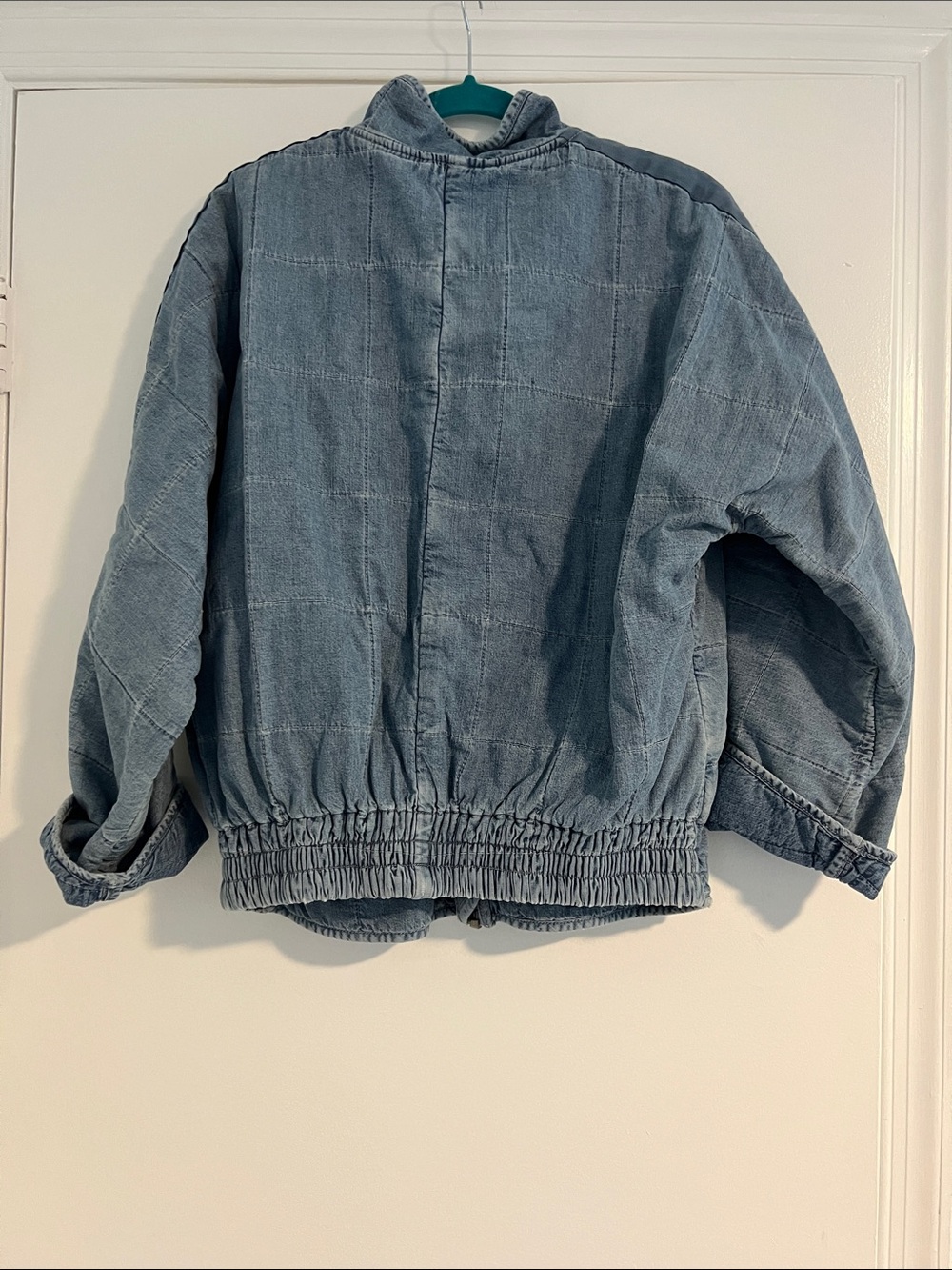 Free People Quilted Light Blue Bomber Jacket - Picture 11 of 11